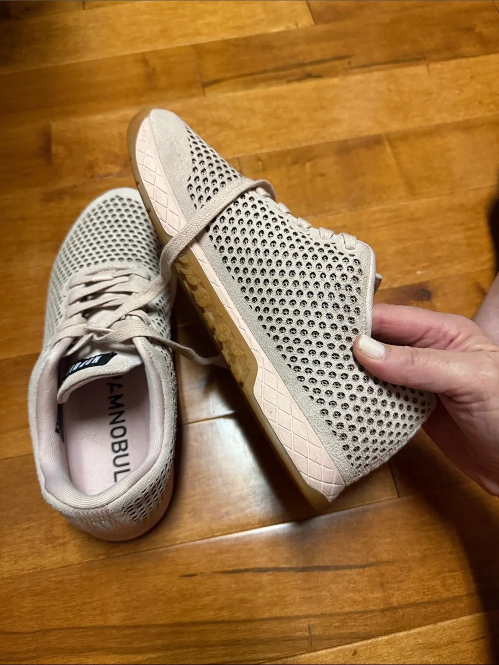 NOBULL Pale Pink Perforated Leather Sneakers